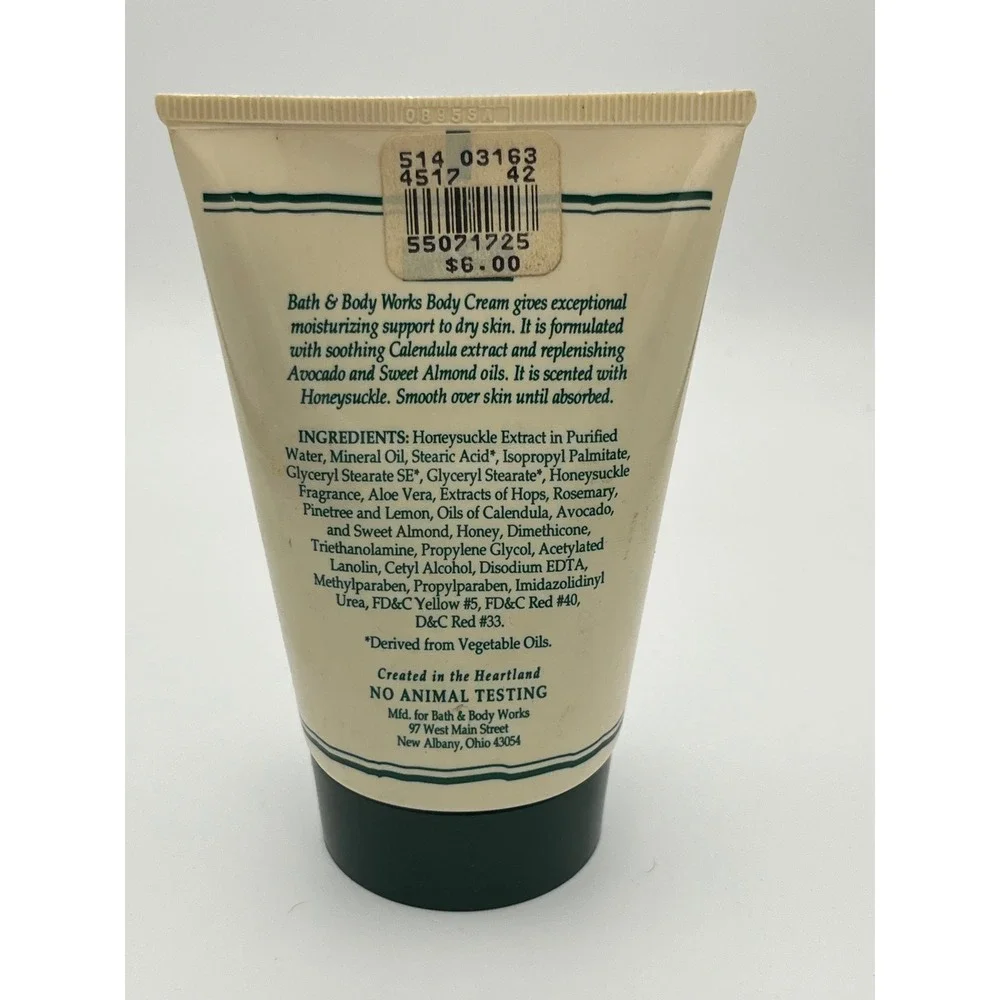 Vintage Bath & Body Works Honeysuckle Body Cream 4 oz Heartland Era Rare